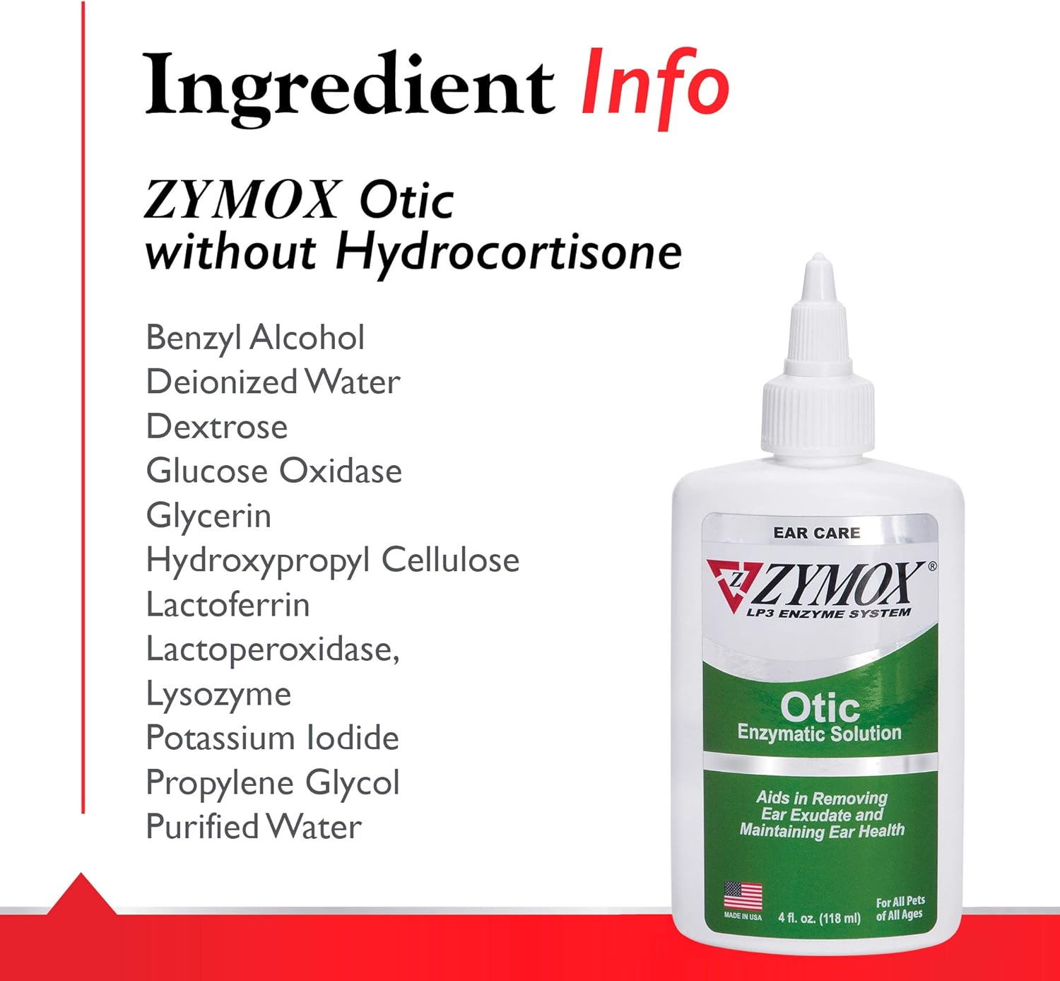PET KING BRANDS Zymox Otic Enzymatic Solution for Dogs and Cats to Soothe Ear Infections Without Hydrocortisone for Itch Relief, 4oz : Pet Ear Cleaners : Pet Supplies