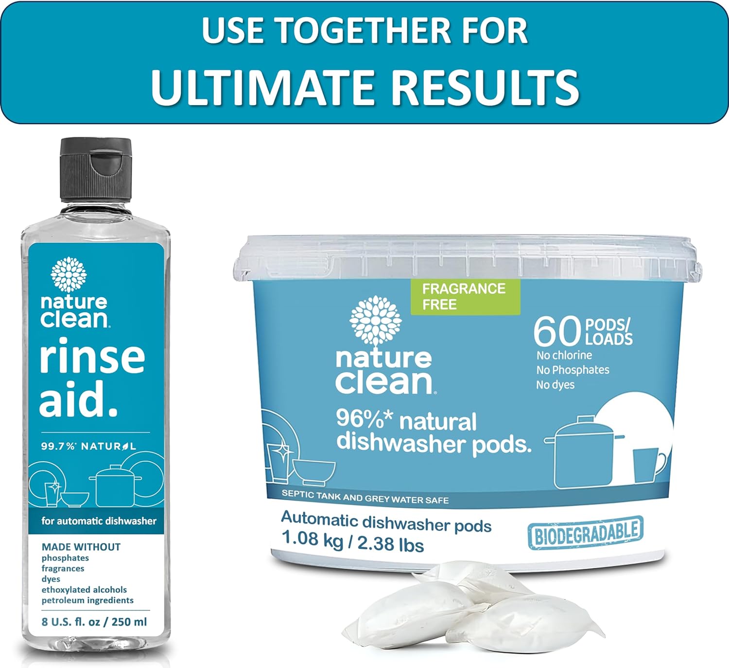 NATURE CLEAN Natural Dishwasher Rinse Aid Cleaner Liquid & Dishwasher Drying Agent 3-pack. Spot-Free Non-Toxic Organic Eco-Friendly Biodegradable Hard Water Booster & Stain Remover for Glass. : Health & Household