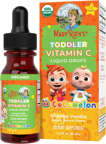 MaryRuth Organics | CoComelon Kids Vitamin C Liquid Drops for Ages 4-13 Years | USDA Organic | Immune Support & Overall Health | USDA Organic | Vegan | Non-GMO | Gluten Free | 30 Servings