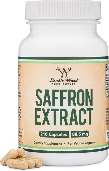 Saffron Supplement For Focus - Saffron Extract 88.5Mg Vegan Capsules (210 Count) Minor Appetite Suppressant For Healthy Weight Management (Supports Eye, Retina, And Lens Health) By Double Wood