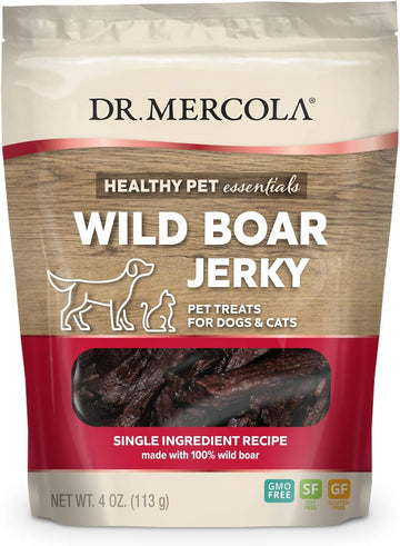 Dr. Mercola Wild Boar Jerky For Dogs And Cats, 4 Oz. (113G), Made With Wild Boar, Non Gmo, Gluten Free, Soy Free