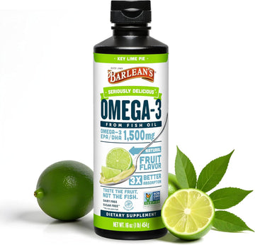 Barlean'S Organic Oils Seriously Delicious Omega-3 High Potency Fish Oil, Key Lime Pie, 16 Fl Oz