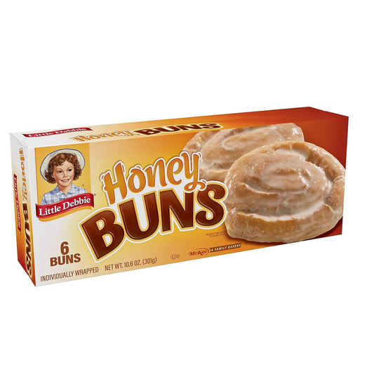 Little Debbie Honey Buns, Individually Wrapped Breakfast Pastries, 6 Count (Pack of 16)