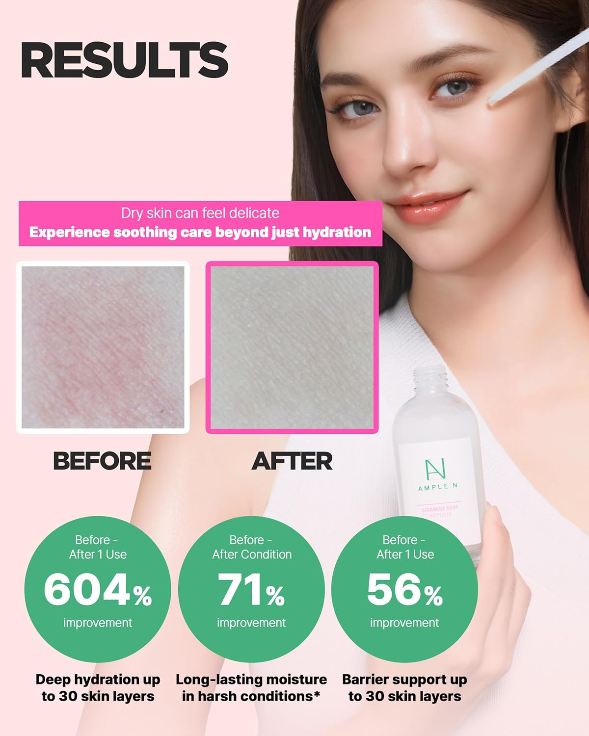 Ample:N Ceramide Shot Serum – Anti Aging And Hydrating Serum With Ceramide For Deep Moisturization – For Dry & Rough Skin To Reduces Wrinkles & Repairs Skin, 3.38 Fl.Oz