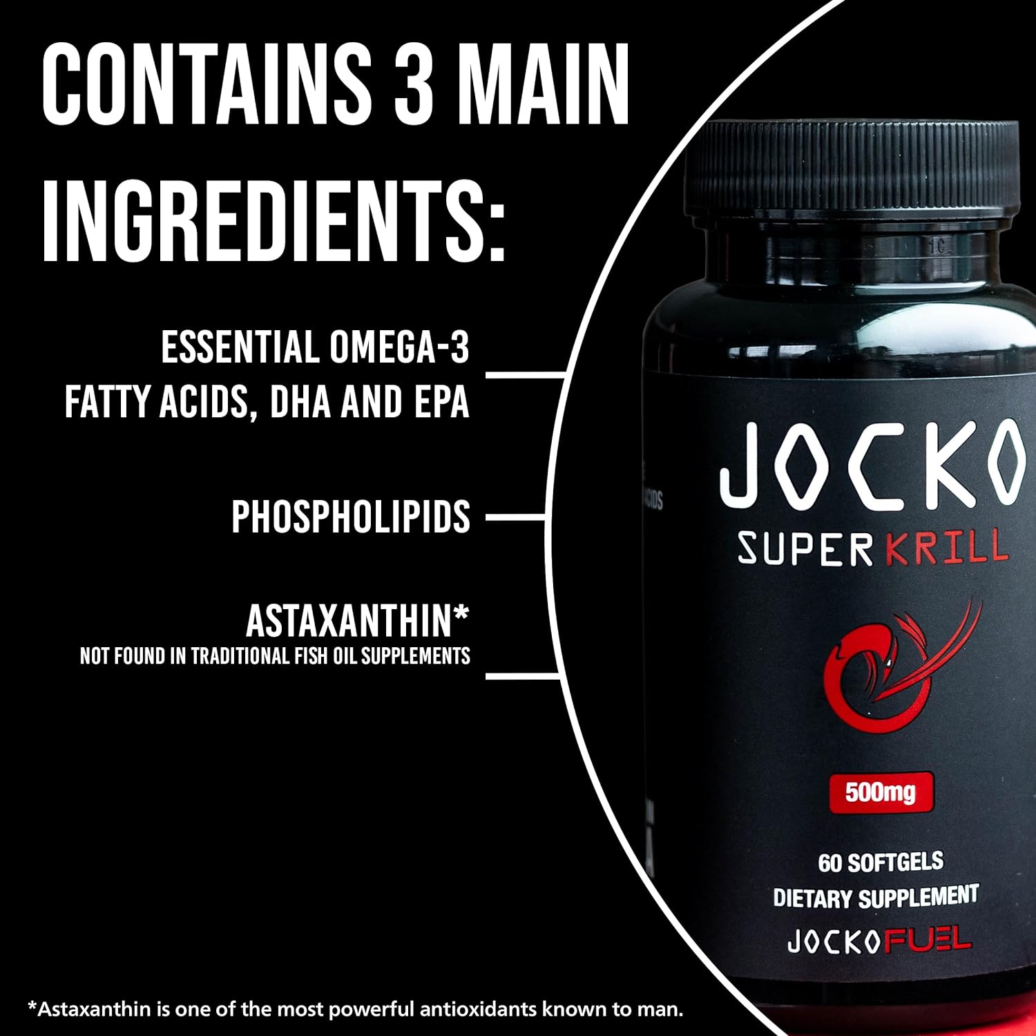 Jocko Fuel Antarctic Krill Oil Omega 3 Fatty Acid Supplements DHA & EPA - 1000mg Softgels - Supports Joints, Mobility & Mental Function (60 Softgels) : Health & Household