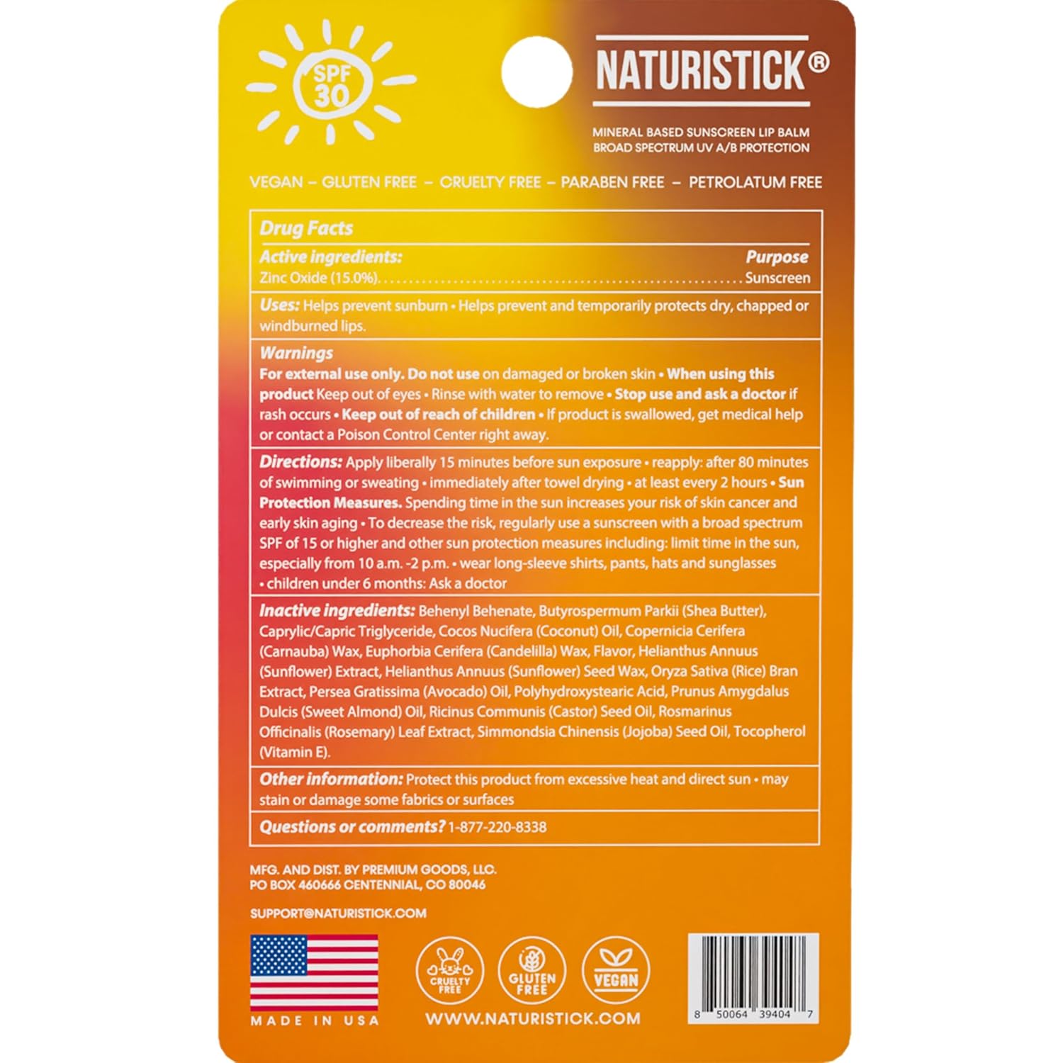 Naturistick Spf 30 Vegan Lip Balm – Mineral Sunscreen With Zinc Oxide | Broad Spectrum Uva/Uvb | 100% Natural, Coral-Friendly Formula | 5-Pk Raspberry, Coconut, Cherry, Citrus, Spearmint | Made In Usa : Beauty & Personal Care
