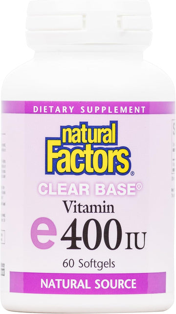 Natural Factors, Clear Base Vitamin E 400 IU, Antioxidant Support for Cardiovascular and General Health, 60 softgels (60 servings)