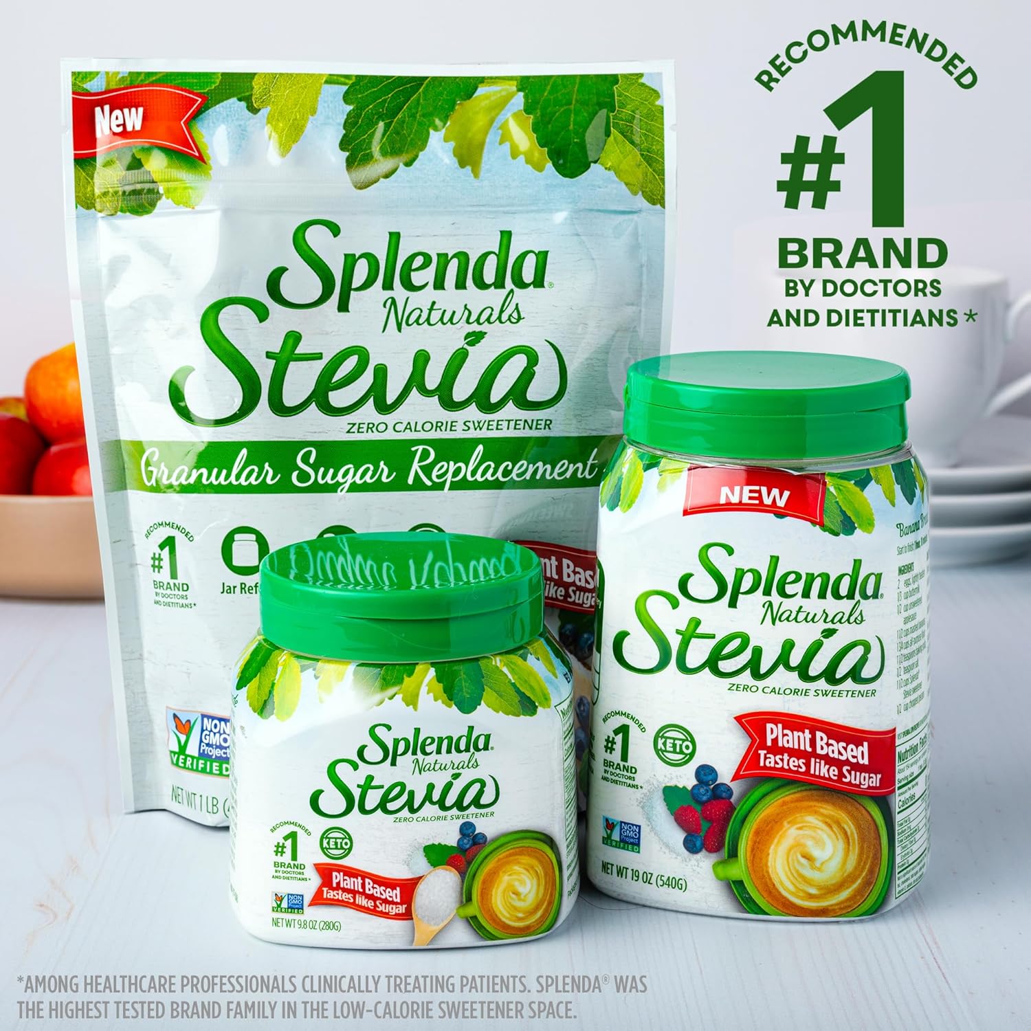 Splenda Stevia Zero Calorie Sweetener Jar Refill, Plant Based Sugar Substitute Granulated Powder, 16 Oz Pouch