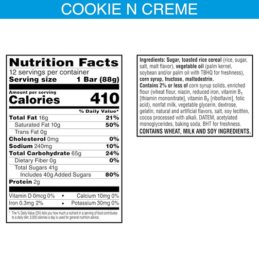 Rice Krispies Treats Dunk'D Marshmallow Snack Bars, Kids Snacks, School Lunch, Cookies 'N' Creme, 37.2Oz Box (12 Bars)