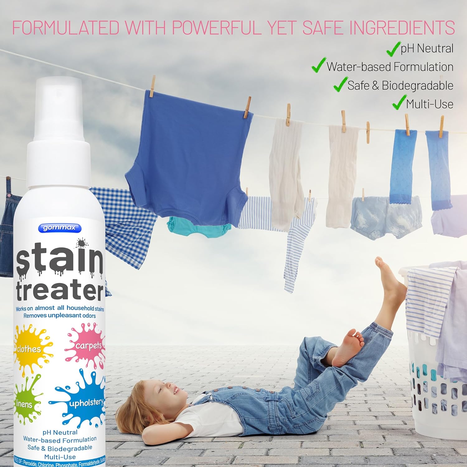 Stain Remover Spray, Baby Stain Treater for Laundry, Messy Eater Stain Treater Spray, Fabric Stain Remover for Spots on Clothes, Underwear, Carpets, Linens, 4 oz Spray Bottle (2) : Health & Household
