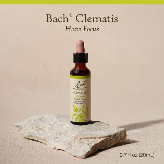 Bach Original Flower Remedies, Clematis For Focus And Concentration, Natural Homeopathic Flower Essence, Holistic Wellness And Stress Relief, Vegan, 20Ml Dropper