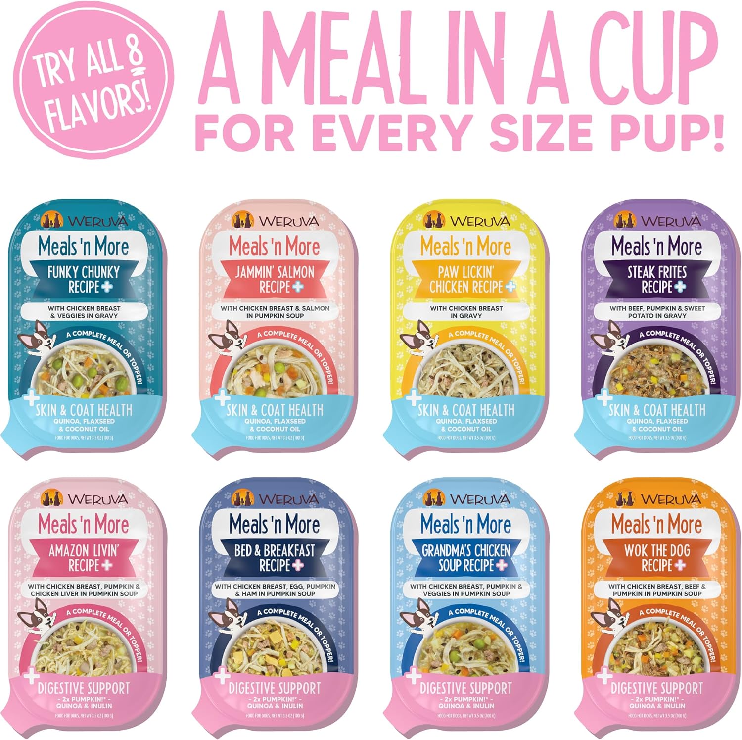 Weruva Meals 'n More Natural Wet Dog Food, Amazon Livin' Plus Digestive Support, 3.5oz Cup (Pack of 12): Pet Supplies: Amazon.com