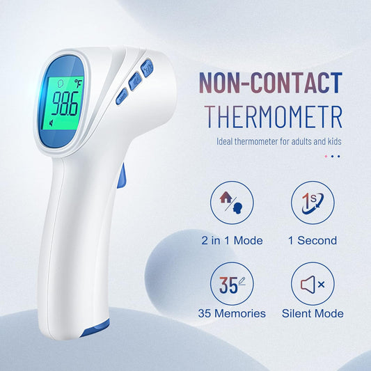 No-Touch Thermometer for Adults and Kids, Digital Thermometer with Fever Alarm, Fast Accurate Results, Easy for All Ages, Basal Thermometer