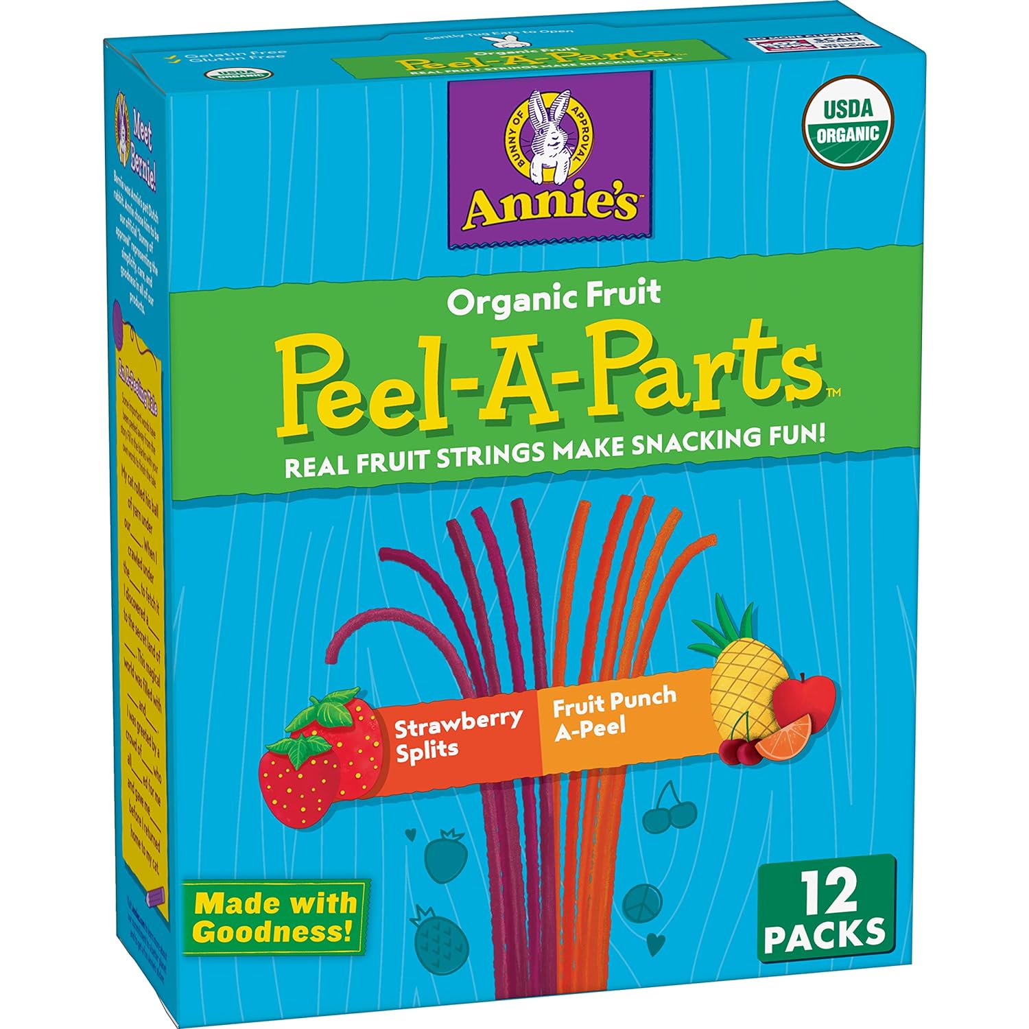 Annie'S Organic Fruit Peel-A-Parts Fruit Snacks, Strawberry And Fruit Punch, 12 Packs, 6.7 Oz