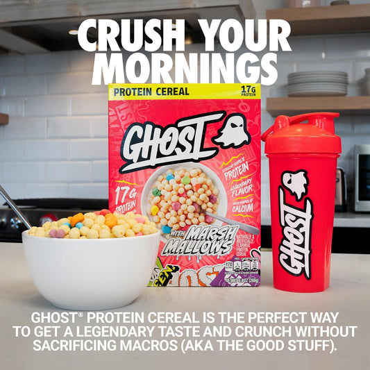 Ghost Protein Cereal, Marshmallows (3-Pack) - Contains Lucky Charms Marshmallows - 17G Protein, Good Source Of Calcium - Breakfast Cereal & Snack - 9.4Oz Box