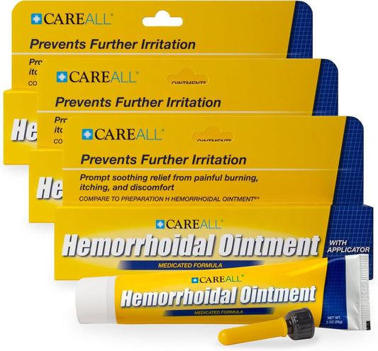 Careall Hemorrhoidal Ointment 2.0 Oz With Applicator (3 Pack). Helps Relieve Burning, Itching, And Discomfort Associated With Inflamed Hemorrhoidal Tissues. Dye, Phthalate, And Fragrance Free