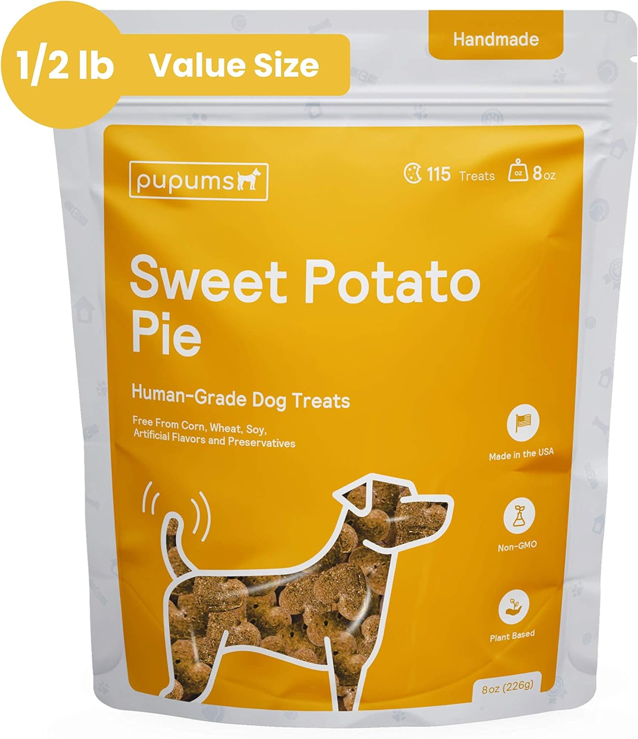 Sweet Potato Dog Treats Organic Ingredients Grain Free Non-GMO Highly Digestible Dog Biscuits Made in USA (8oz)
