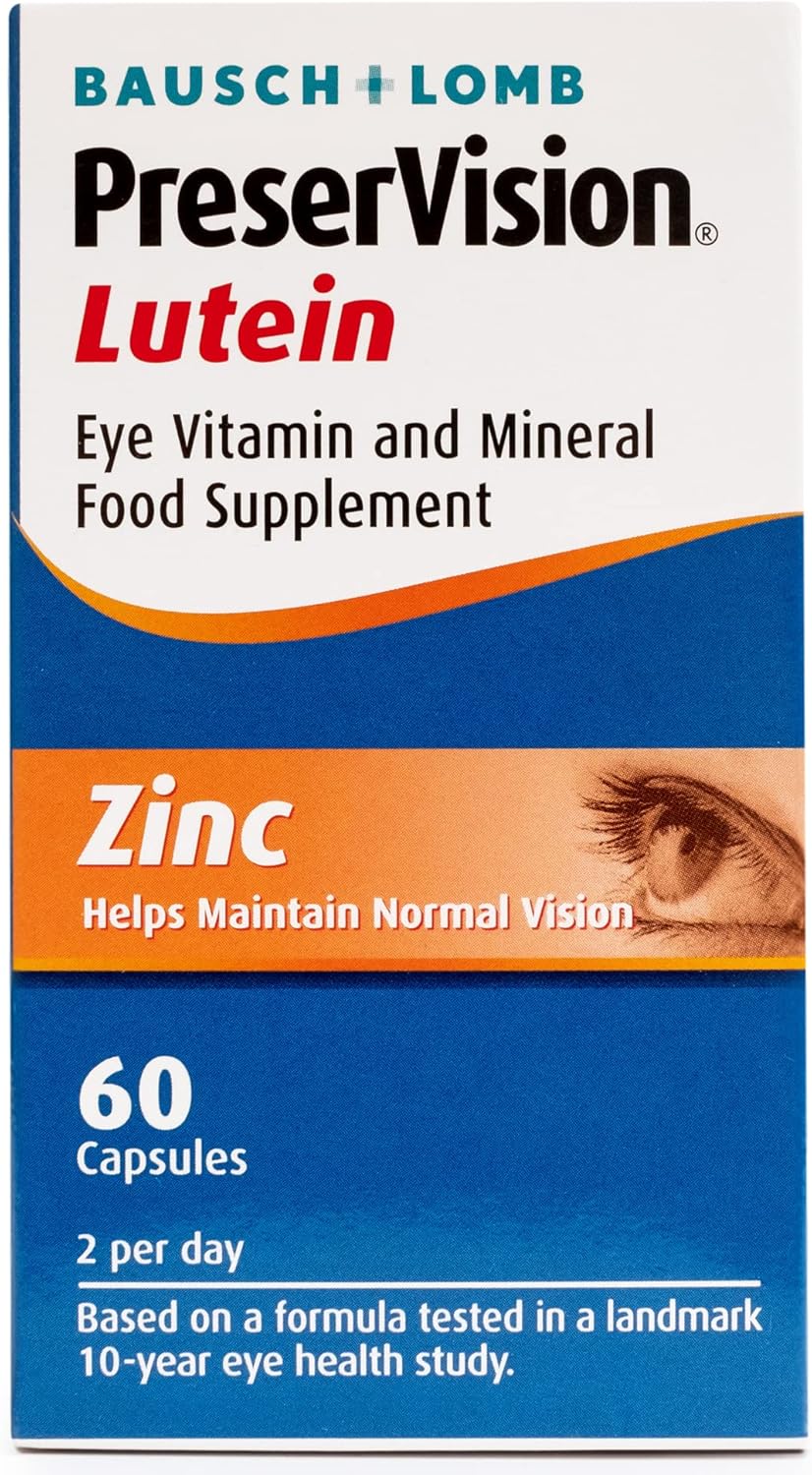 PreserVision Lutein by Bausch + Lomb, Lutein, Zinc, Copper and Vitamin C and E, Eye Vitamin and Mineral Food Supplement, Two Soft Gel Capsules per Day : Amazon.co.uk: Health & Personal Care