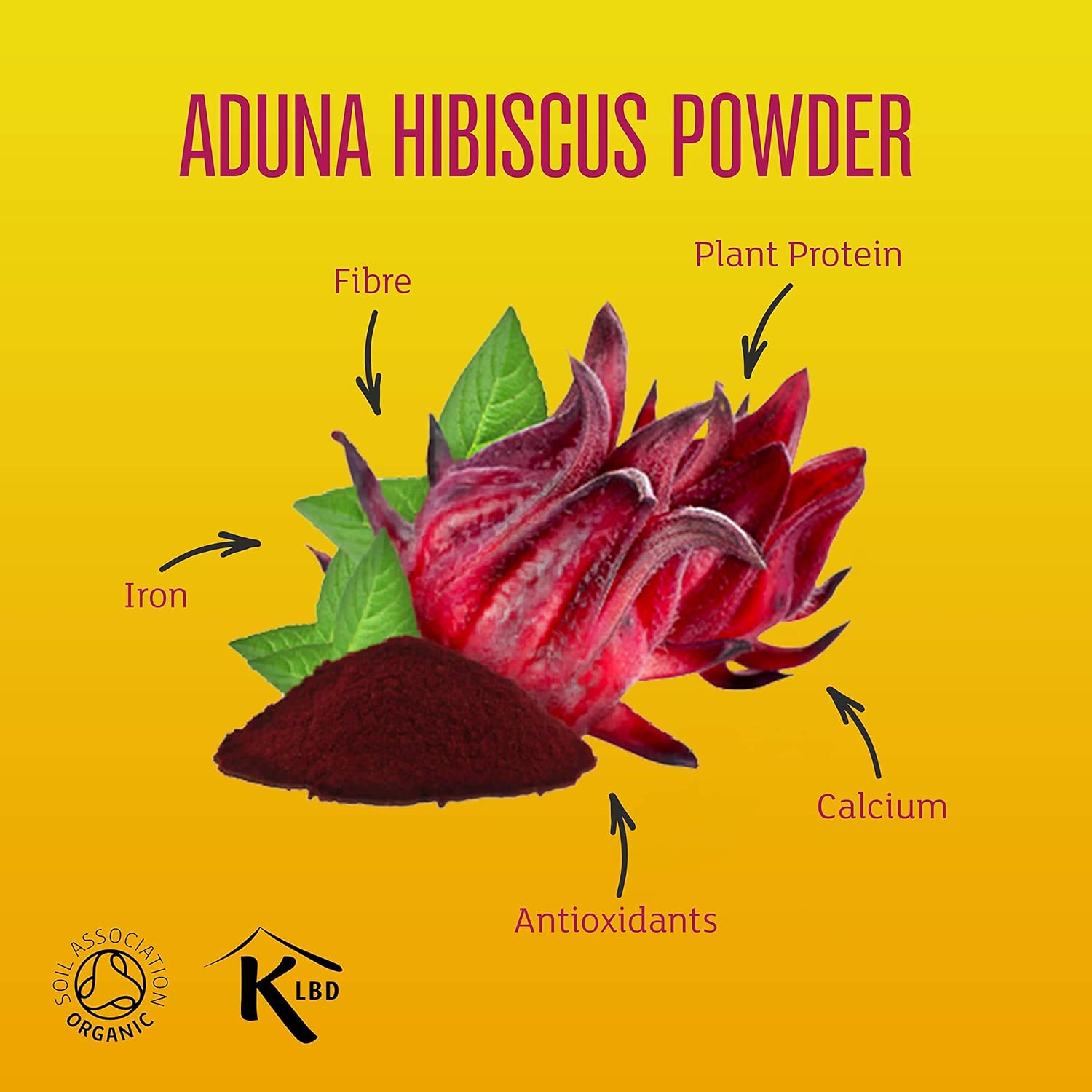 Aduna Hibiscus Powder | Certified USDA Organic Hibiscus | 100% Natural Non-GMO Flower Powder for Hair, Skin & Gut Health | 9.7oz Resealable and Recyclable Pouch : Health & Household