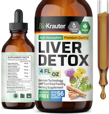 Liver Detox Tincture - Organic Milk Thistle & Dandelion Root Extracts for Liver Cleanse, Detox & Repair- Natural Liquid Liver Supplement - Vegan, Sugar & Alcohol-Free Liver Detox Drops 4 Fl. Oz