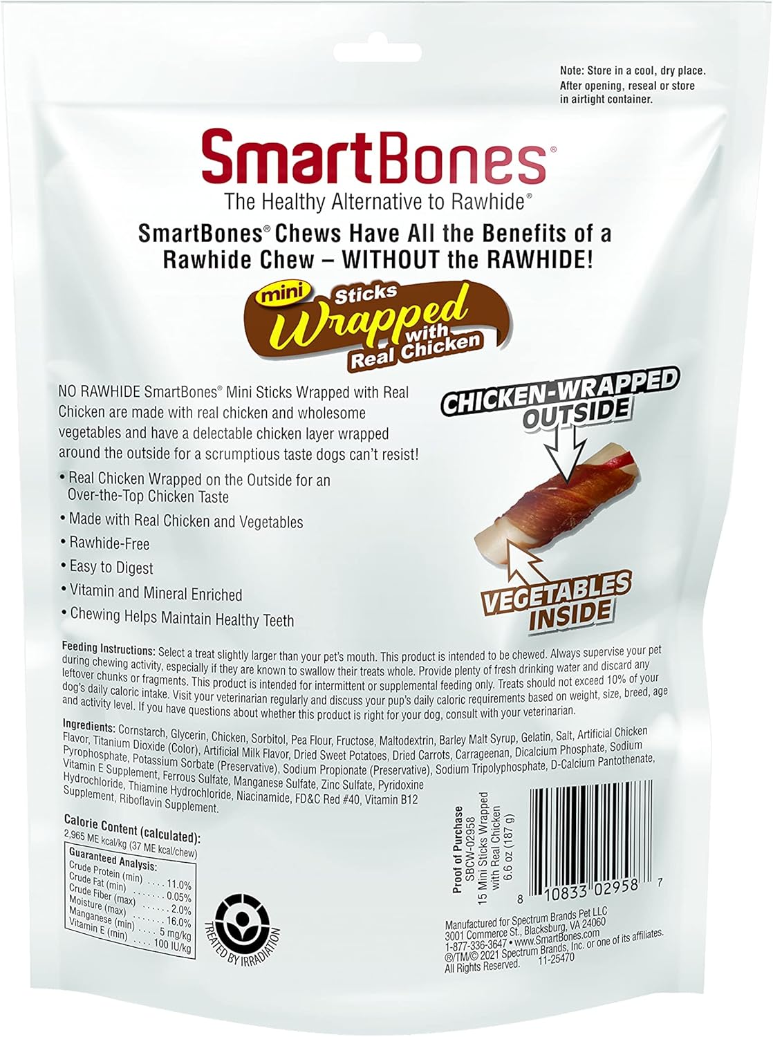 SmartBones Chicken-Wrapped Sticks, Treat Your Dog to a Rawhide-Free Chew Made with Real Chicken and Vegetables 6.6 Ounce (pack of 24)