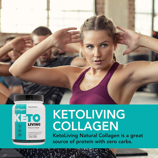 Natures Plus Ketoliving Natural Collagen, Unflavored - 1.36 Lb Tub - Ketogenic Protein Powder - Supports Immune & Gut Health, Joint Mobility & Hair, Skin & Nails - Gluten-Free, Non-Gmo - 28 Servings