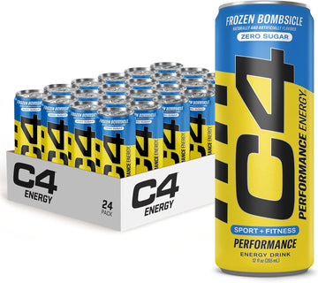 C4 Performance Energy Drink | Zero Sugar Carbonated Preworkout Energy | 150Mg Caffeine With Beta Alanine | Frozen Bombsicle | 12 Fl Oz (24 Pack)