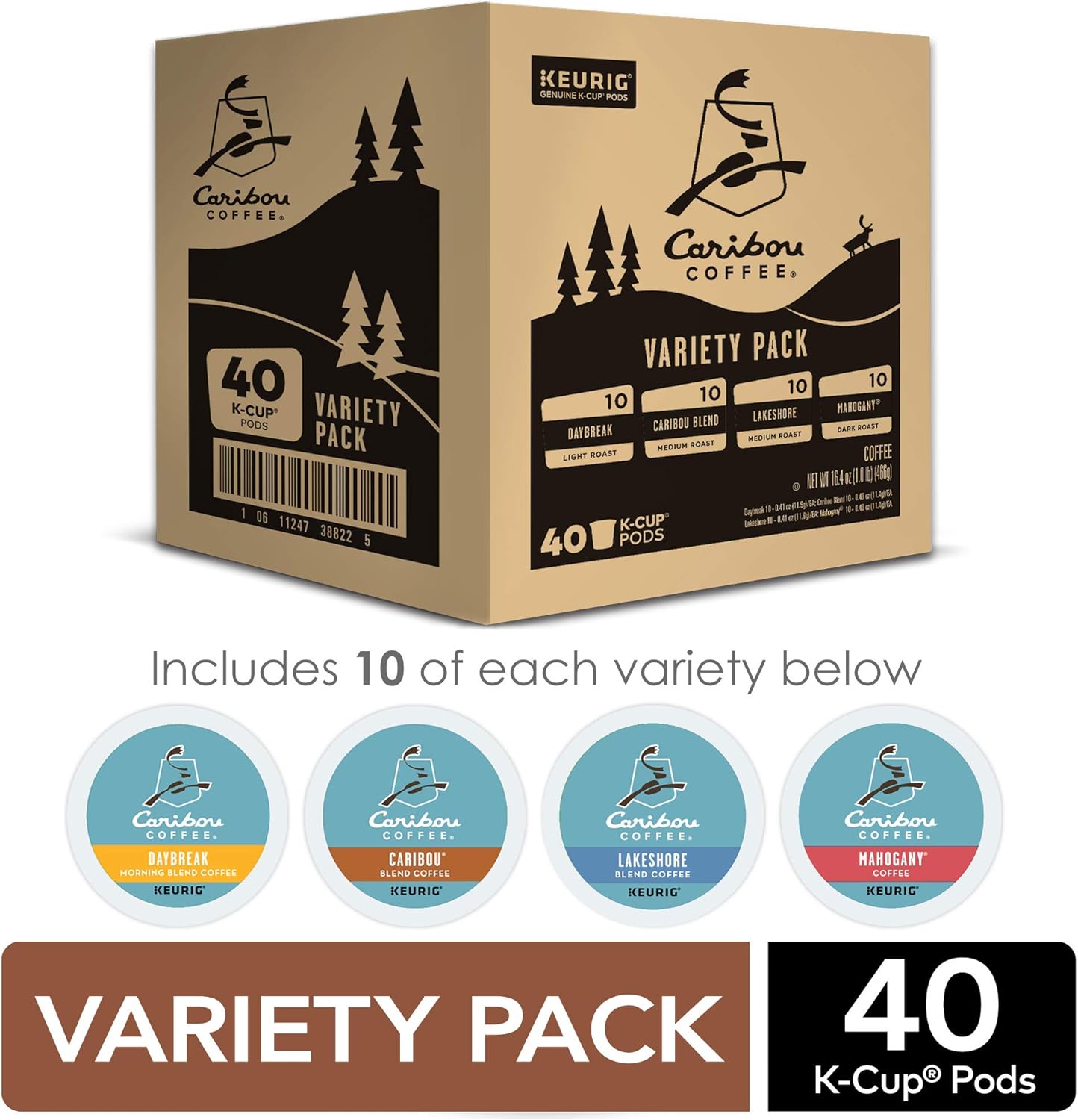 Keurig K-Slim Coffee Maker with Caribou 40 Count Variety Pack Coffee Pods: Home & Kitchen