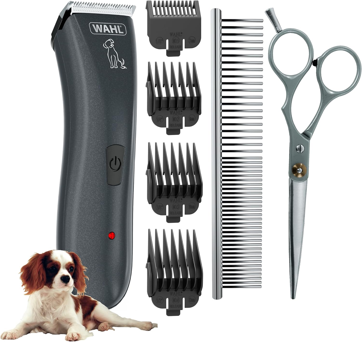 Wahl Clipper Rechargeable Pet Clipper Kit With Rinseable Stainless Steel Precision Blades For Grooming At Home With Stainless Steel Detangling Comb And Scissors - Model 9179