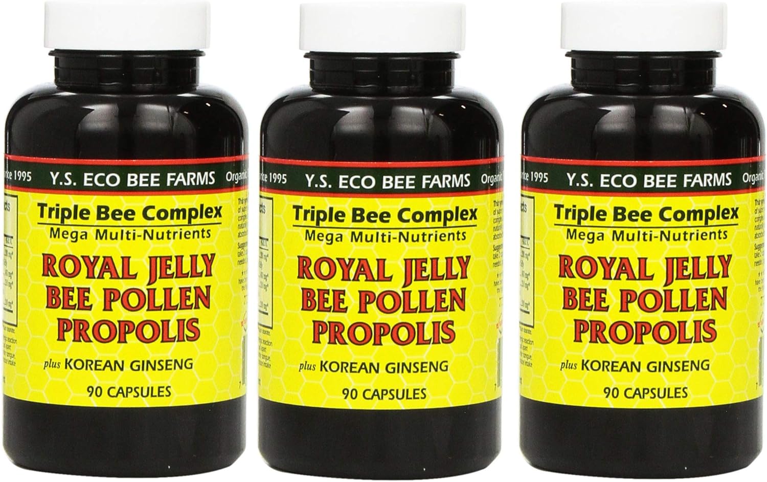 Y.S. Eco Bee Farms, (3 Pack) Royal Jelly, Bee Pollen, Propolis, Plus K