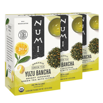 Numi Organic Yuzu Bancha Tea, 16 Tea Bags (Pack Of 3) Roasted Japanese Green Tea With Citrus, Caffeinated