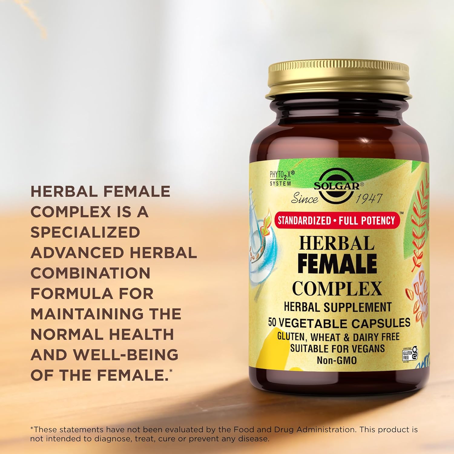 Solgar Herbal Female Complex - 50 Vegetable Capsules - Standardized Full Potency (SFP) - Non-GMO, Vegan, Kosher, Gluten Free, Dairy Free - 50 Servings : Health & Household