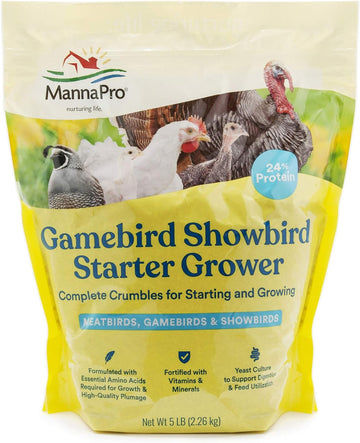 Manna Pro Gamebird Showbird Crumbles | Formulated With Vitamins & Minerals | 5 Pounds