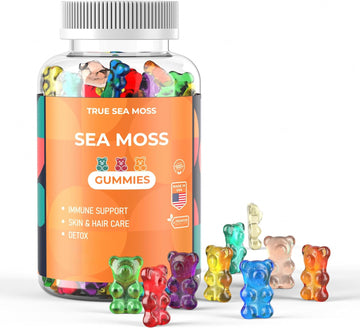 Sea Moss Gummies for Adults & Kids ? Contains Irish Sea Moss + Burdock Root + Bladderwrack + Sodium ? 60 Gummies for Stronger Immune, Healthier Skin & Hair, Detox ? Made in USA