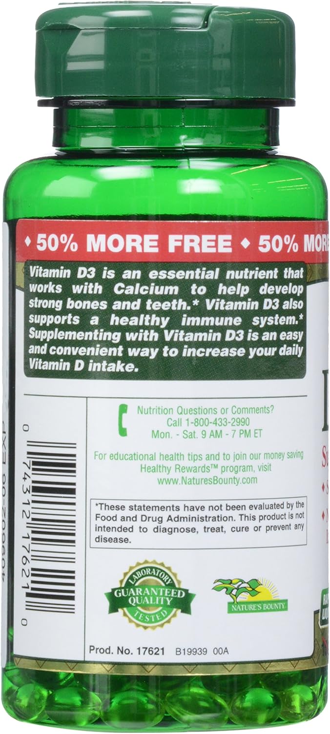 Nature's Bounty, D 2000 Iu Softgels, 150 Count : Health & Household