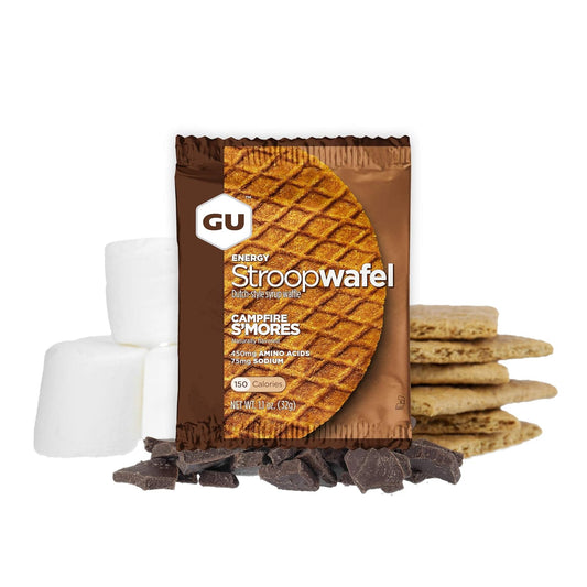 Gu Energy Stroopwafel Campfire S'Mores Sports Nutrition Waffle, Caffeine-Free, And Kosher Dairy, On-The-Go Energy For Any Workout, 16 Count