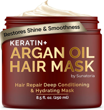 Sunatoria Keratin Hair Mask - Professional Deep Hair Conditioner - Dry, Split End, Damaged Hair Repair Treatment - Vitamin Complex With Omega 3, 9, Vitamin E Oil - Protein Hair Care