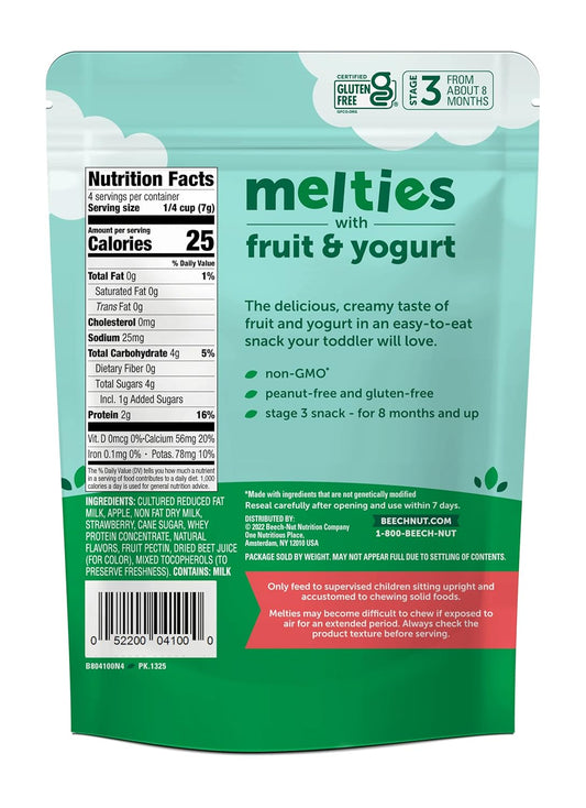 Beech-Nut Melties Baby & Toddler Snack Melts, Strawberry Apple Yogurt, 1 Oz (7 Pack)