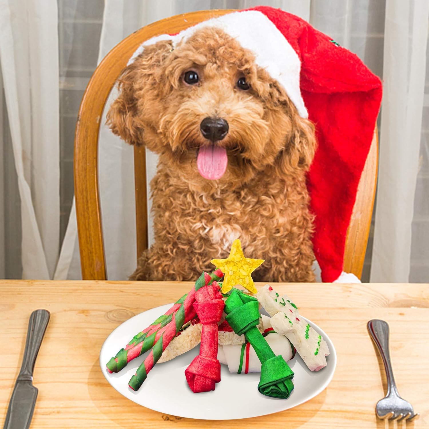 MON2SUN 12Count Christmas Dog Rawhide Holiday Stocking for Small Dogs : Pet Supplies
