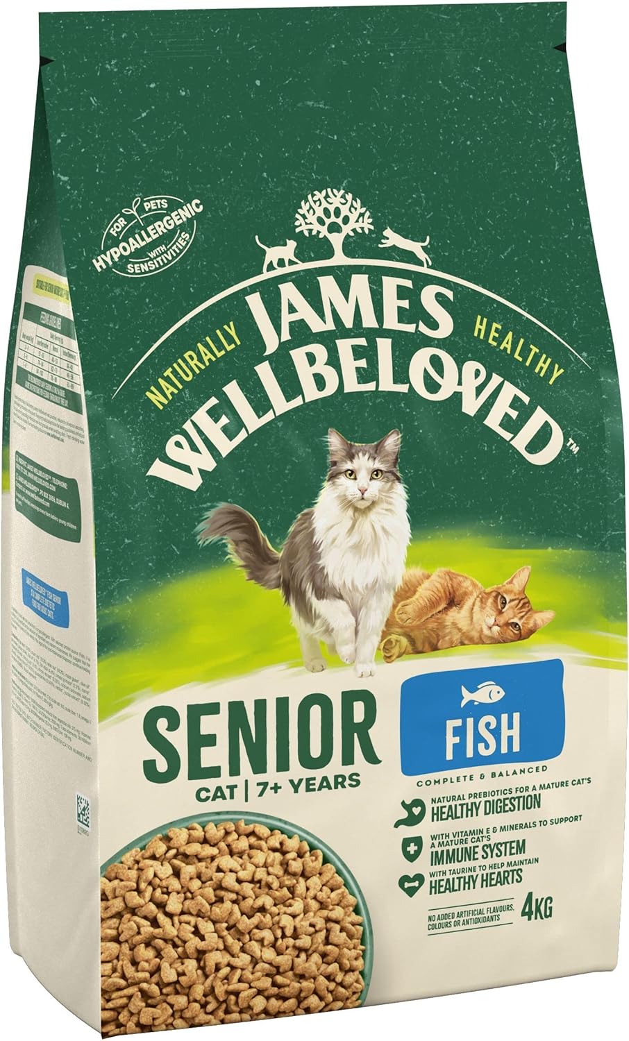 James Wellbeloved Senior Fish 4 kg Bag, Hypoallergenic Dry Cat Food?401881