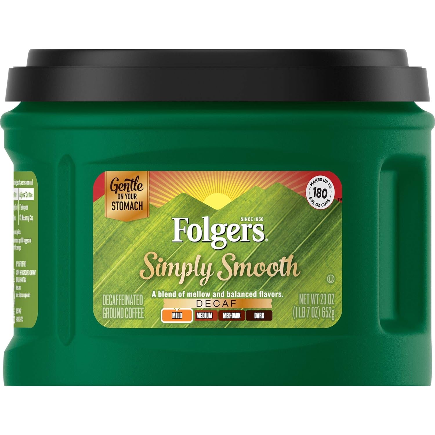 Folgers Simply Smooth Decaf Mild Roast Ground Coffee, 23 Ounces (Pack of 6)