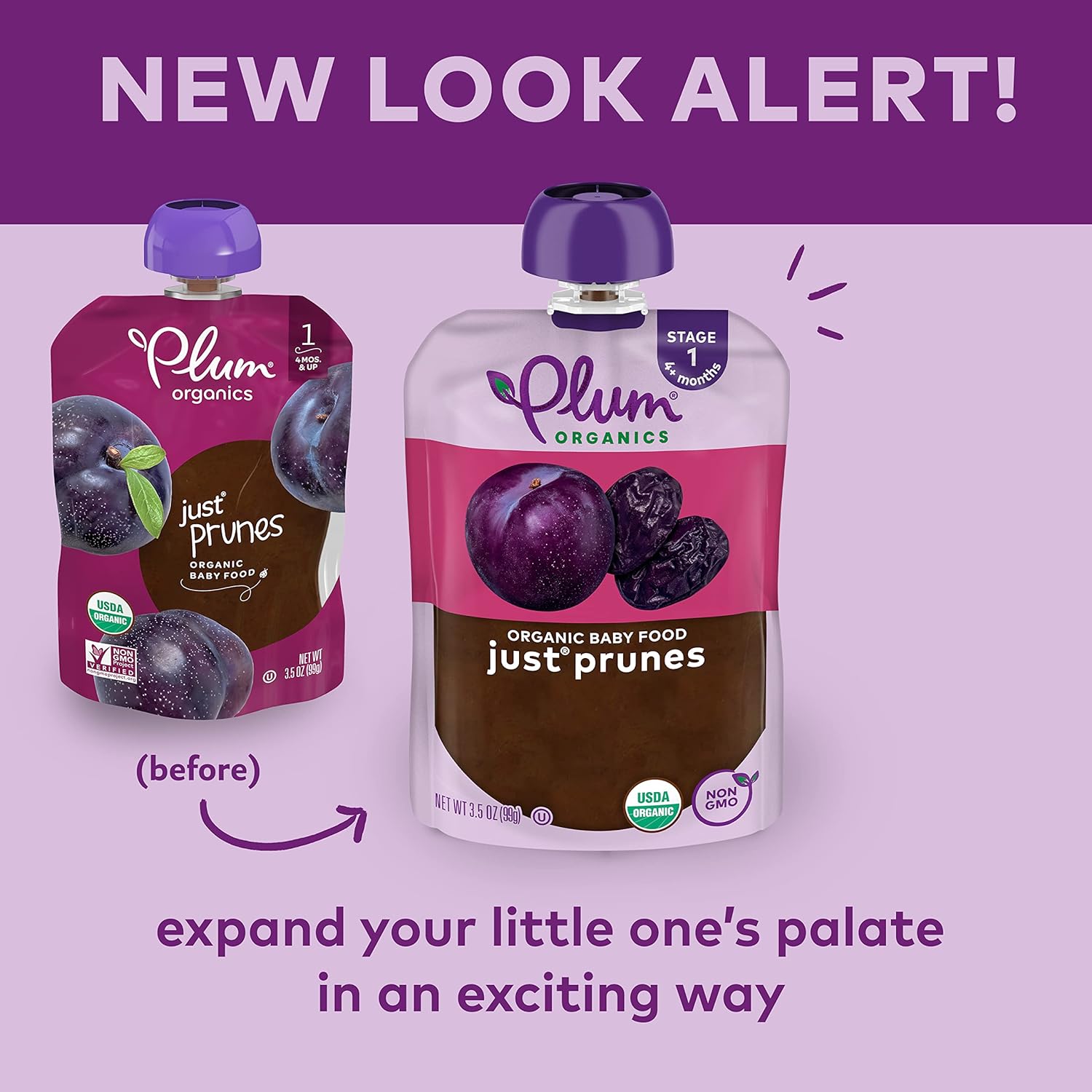 Plum Organics | Stage 1 | Organic Baby Food Meals [4+ Months] | Just Prunes | 3.5 Ounce Pouch (Pack Of 12) Packaging May Vary : Baby Food Fruit : Everything Else