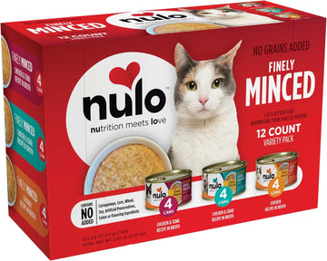 Nulo Grain-Free Finely Minced Wet Canned Cat & Kitten Food, Variety Pack, 2.8 Ounce, 12 Cans