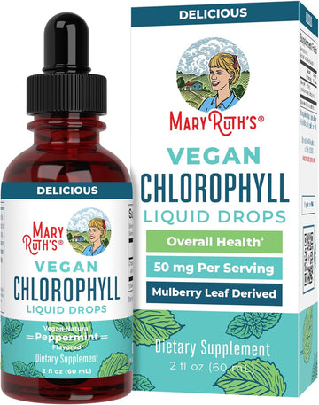 Maryruth Organics Chlorophyll Liquid Drops, Clean Label Project Certified®, Vegan, Non-Diluted Liquid Chlorophyll| Mulberry Derived Supplement For Ages 14+, Non-Gmo, Delicious Minty Flavor, 2 Fl Oz