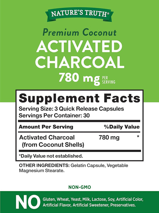 Nature'S Truth Activated Charcoal Pills | 90 Count | Non-Gmo & Gluten Free Capsules