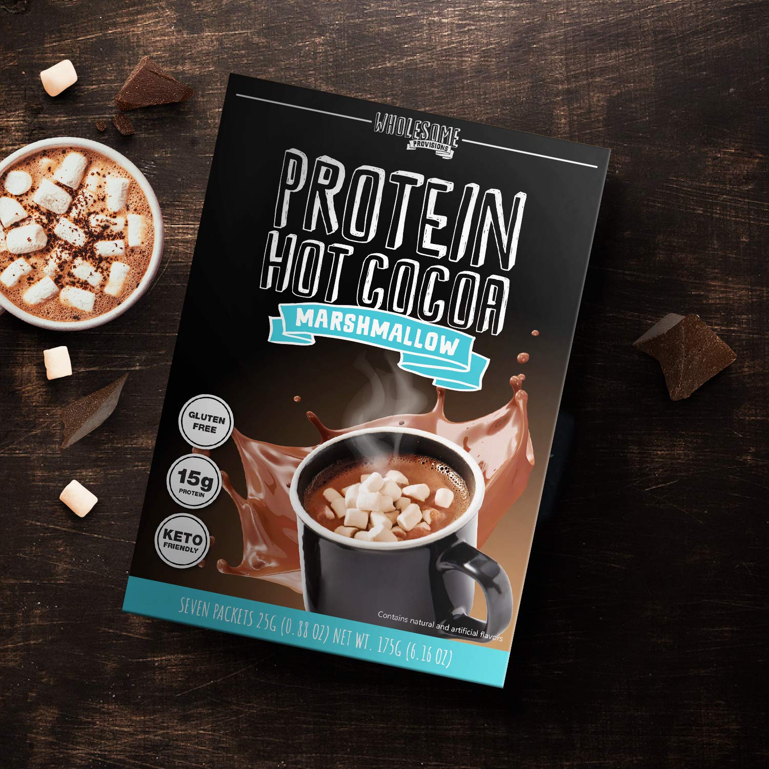 Protein Hot Chocolate, Keto Hot Chocolate Mix, Low Carb Hot Cocoa, 15G Protein, 2G Net Carbs, Low In Sugar, Instant Hot Coco, 7 Individual Macro-Controlled Packages (Marshmallow, 1 Pack)