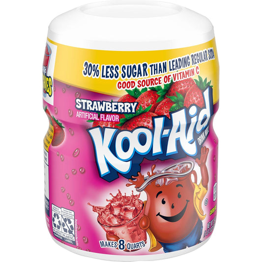 Kool-Aid Caffeine Free Strawberry Sweetened Powdered Drink Mix 12 Count 19 Oz Canisters