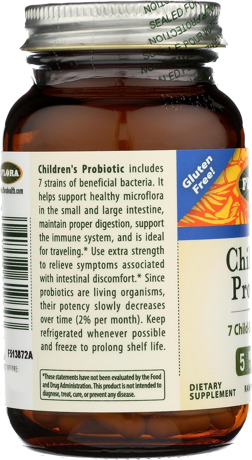 Flora - Udo's Choice Children's Probiotic Blend, with Seven Child-Specific Strains, 5 Billion Cells of Raw Probiotics, Formulated for Ages 5-15, Regain and Retain Gut Health, 60 Capsules : Health & Household