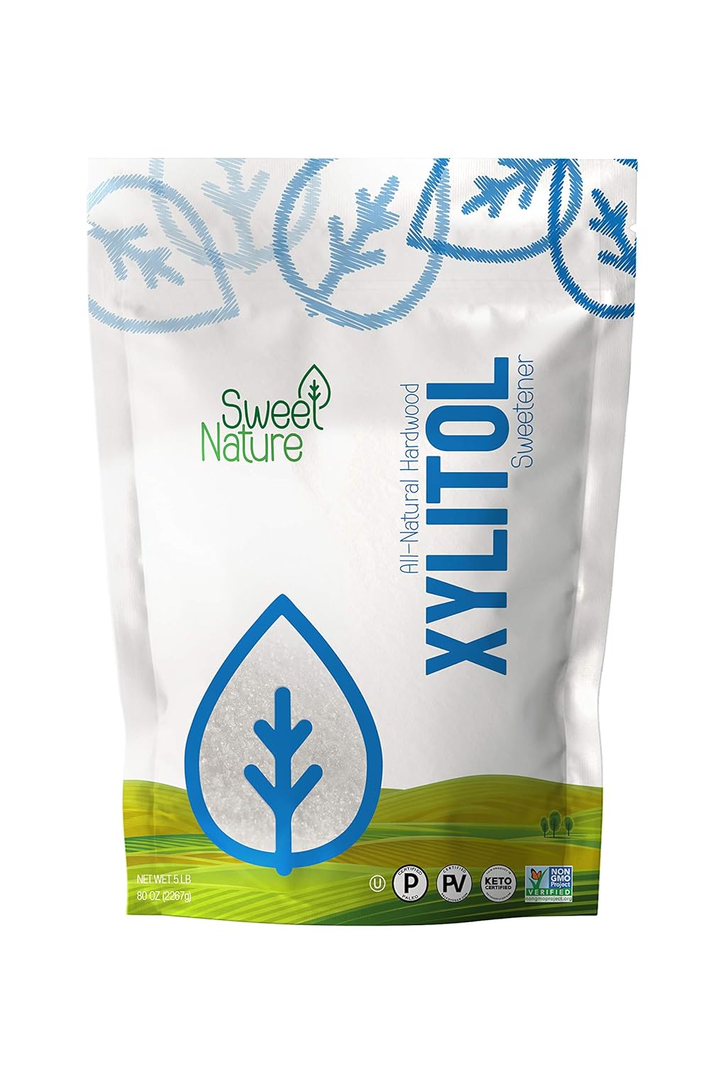 Sweet Nature Birch Xylitol Sweetener Keto Friendly 5 Lb (80 Oz)