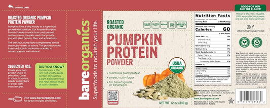 BareOrganics Pumpkin Protein Powder, 12 oz